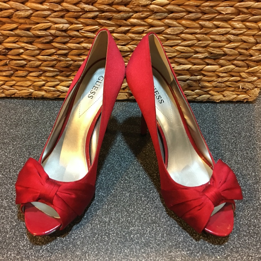 Guess Red Satin Heels
